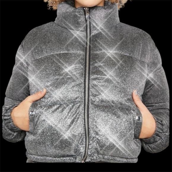 Dolls Kill Poster Girl Shimmering Silver Puffer Tundra Jacket xxs NWT - Picture 3 of 7